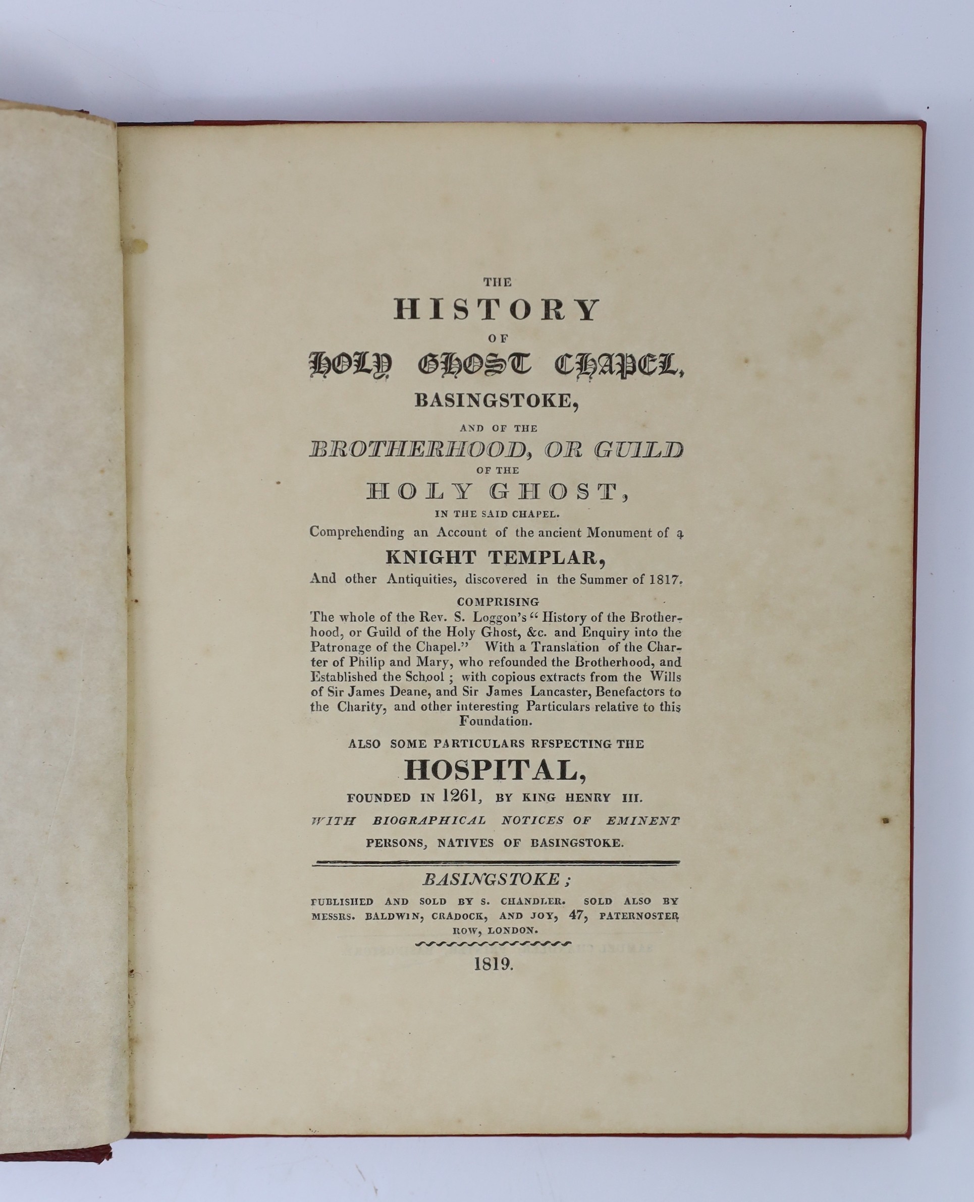 HANTS: Ferrey, Benjamin - The Antiquities of the Priory of Christ-Church, Hants. Consisting of plans, sections, elevations ... accompanied by historical and descriptive accounts ...